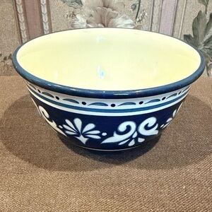 Navy Blue and Cream Decorative Bowl